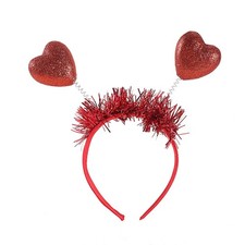 Red Heart Headband Head Bopper Glitter Foam Love Shape Valentine's Day Prop