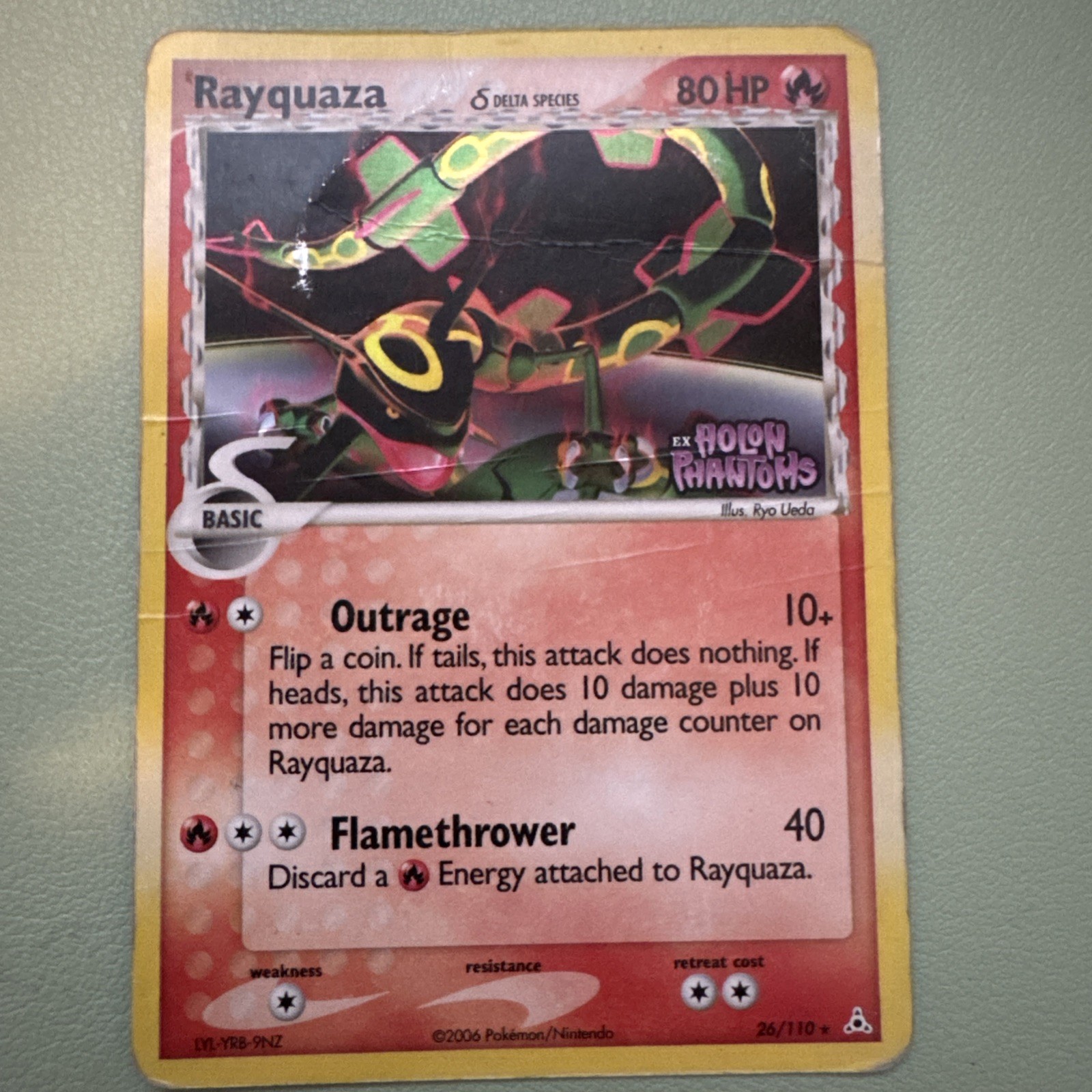 Rayquaza 26/110 Pokemon EX Holon Phantoms Reverse Holo HP TCG CARD DMG Damaged