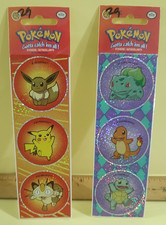 2 VTG Nintendo Pokemon Holographic Stickers Gen 1 Starters Pikachu Eevee Meowth