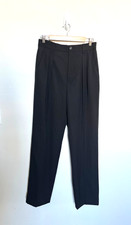 Nili Lotan Etienne Pleated trousers Sz 6 Black 100 Virgin Wool tailored pleats