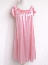 Vintage Pink Satin Nightgown Slip Dress Lace Trim Y2K Coquette L