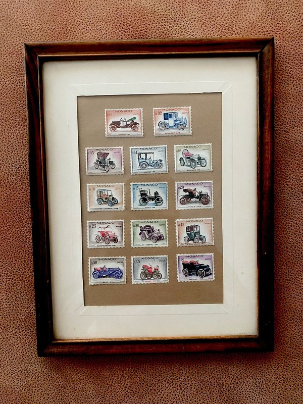 Monaco Stamps, 14 History Of Classic Cars, 1898 To 1912 , Framed