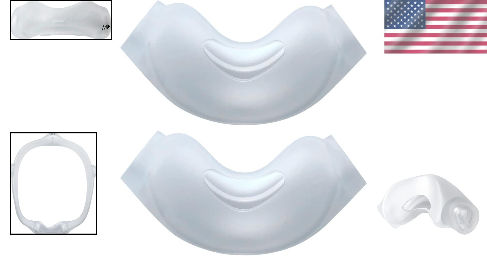 Hygienic 2 Pack Soft Silicone Nasal Cushions for Adults - Compatible with CPAP