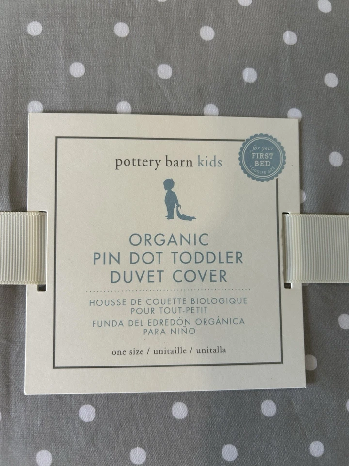 Nueva FUNDA NÓRDICA POTTERY BARN KIDS Algodón Orgánico Niño Pequeño *PIN DoT* Gris, Ret $49 Foto 2 de 4