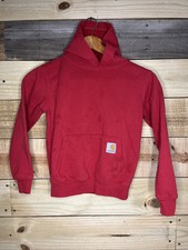Carhartt Youth 8 Red 1/4 Zip Pullover Sweatshirt Hoodie Cotton Blend
