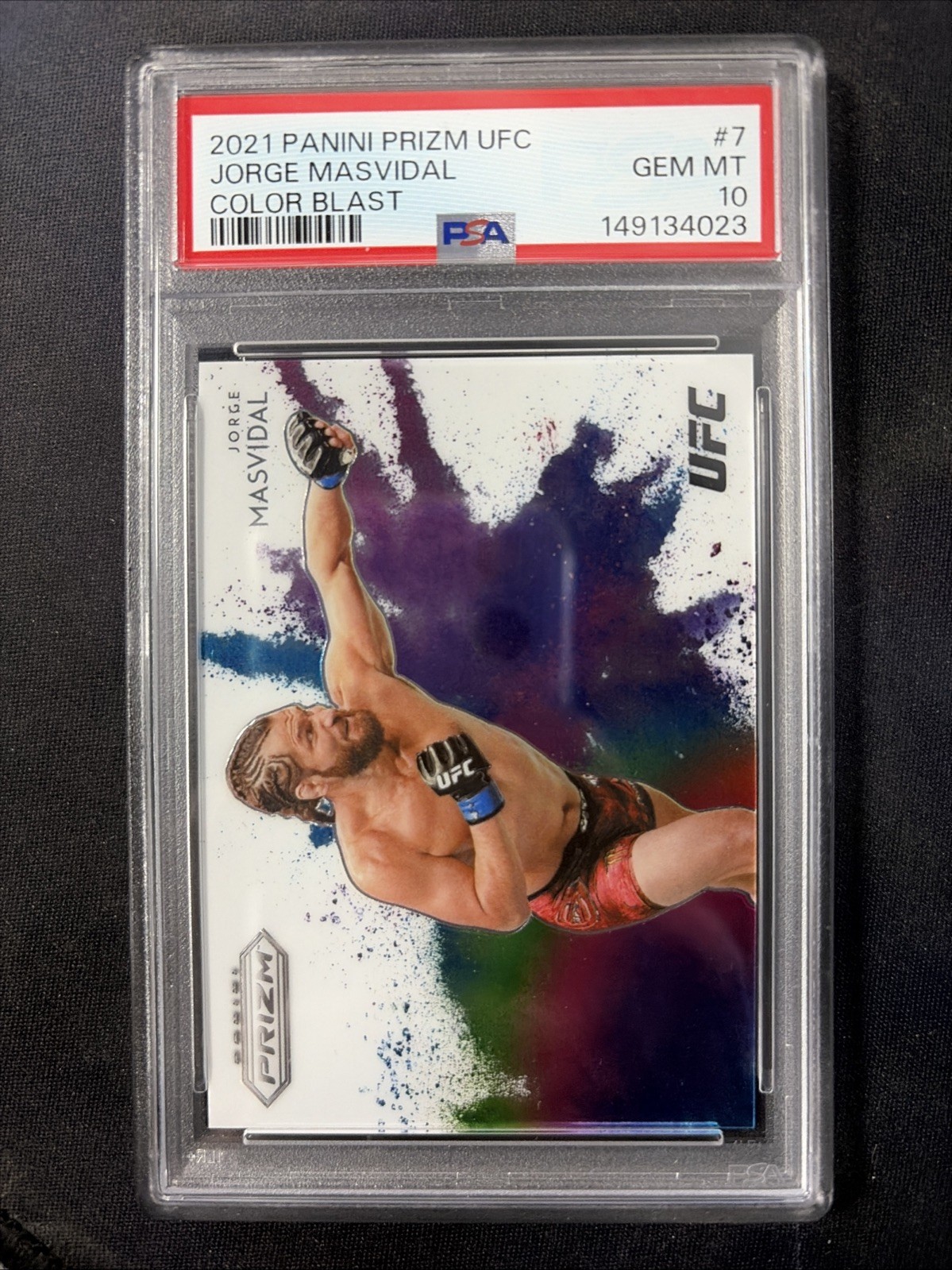 Jorge Masvidal 2021 Panini Prizm UFC Color Blast PSA 10 SSP Case Hit LOW POP