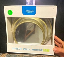 Three-Piece Round Gold-Framed Mirror Set