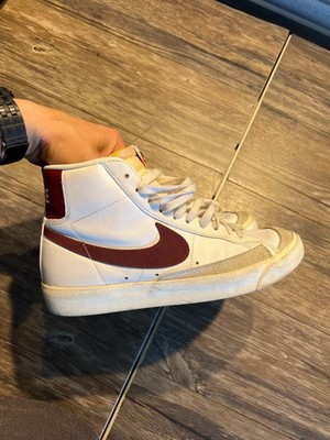 Nike Blazer Mid 77 Vintage Sneakers Mens 7.5 White Red Leather Retro High