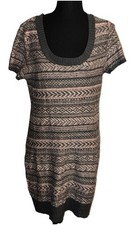 T/O Multicolor XL Short Sweater Scoop Neck Short Sleeve Dress