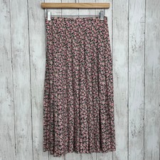 Components Vintage Pleated Floral Skirt Rayon USA 8 Cottagecore Prairie Pink