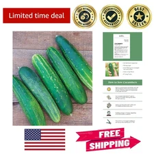 Easy Grow 'Straight Eight' Cucumber Seeds - 200 Organic Non-GMO Heirloom Seeds