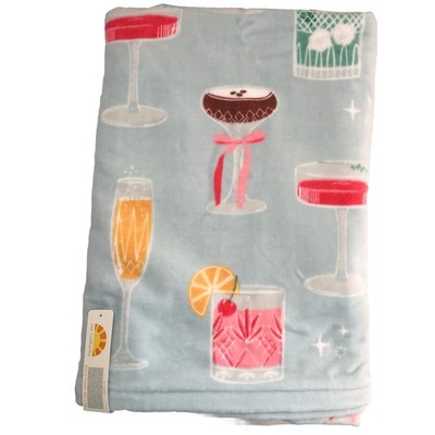 New c & c California Large 6 foot Plush cotton beach towel light blue champagne