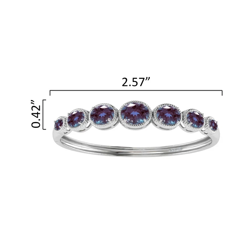 Brazalete Brazalete Alejandrita 10CT Corte Ovalado Creado en Laboratorio Acabado Oro Blanco 14K Foto 3 de 4