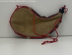 Unbranded Tan Brown Suede Leather Kidney Shape Bladder Canteen Red Rope — photo 2