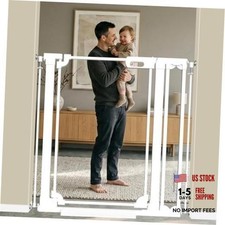 40" Extra Tall Clear Acrylic Dog Gate for Baby and 29.5-37.7"W x 40"H White