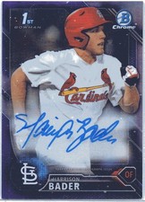 2016 Bowman Chrome . HARRISON BADER . PURPLE .  Refractor Auto rookie .  236/250