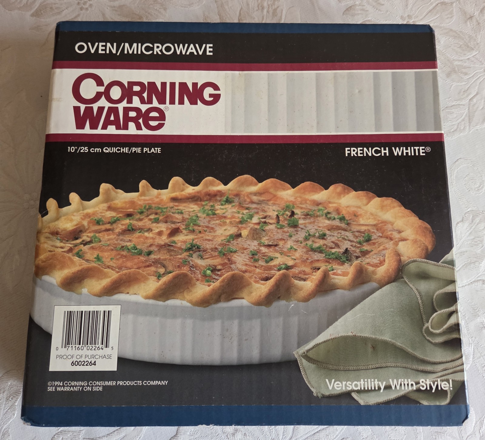 Corning Ware 10" Quiche / Pie Plate 6002264 French White Vin