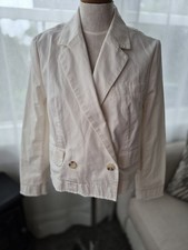 Anthropologie Pilcro Fray Hem Blazer Size S Ivory Double-Breasted Oversize flaw