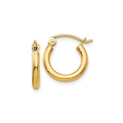 14 Karat Gelbgold kleine Creolen für Damen aufklappbar poliert minimalistisch klassisch