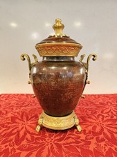 Vintage Decorative Urn Vase Brass Tone Handle...