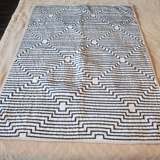 Potterybarn Kids Navy Blue White Geometric Baby Crib Quilt Blanket vintage