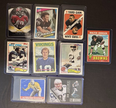 #ad #ad Football Card Lot 9 1948‑2020 Topps Panini Brady Gronkowski Tarkenton Simpson $34.99