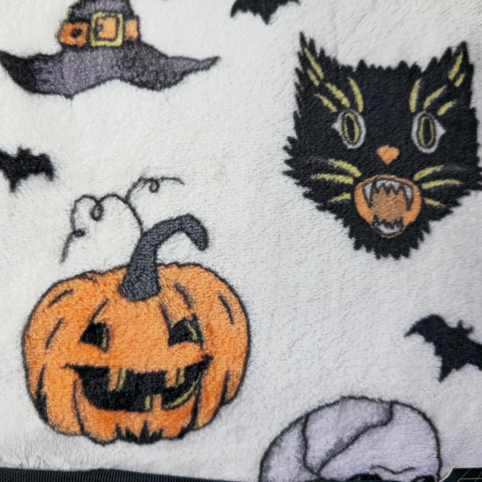 Manta Berkshire Witch Haven Calavera Gato Negro Jack O Linterna Murciélagos 90x90 Nueva con Etiquetas Foto 2 de 4