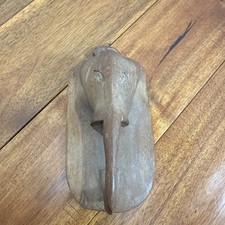 African Safari Wall Hanging Carved Wood Elephant Vintage 7