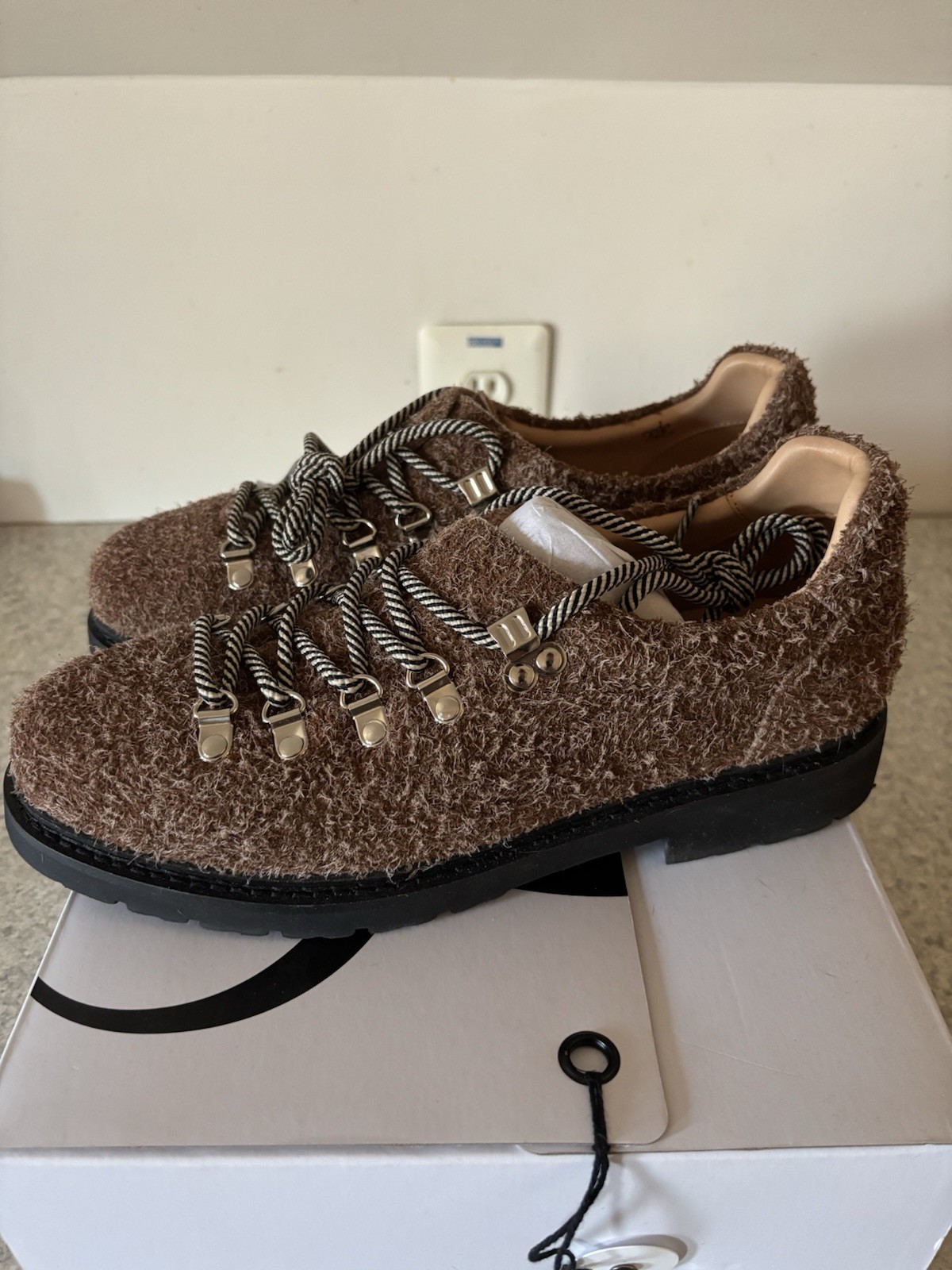 Cricle Cage Brown Leather Derby Men's Shoes Lace Metal Eyelets EU 42 Casual