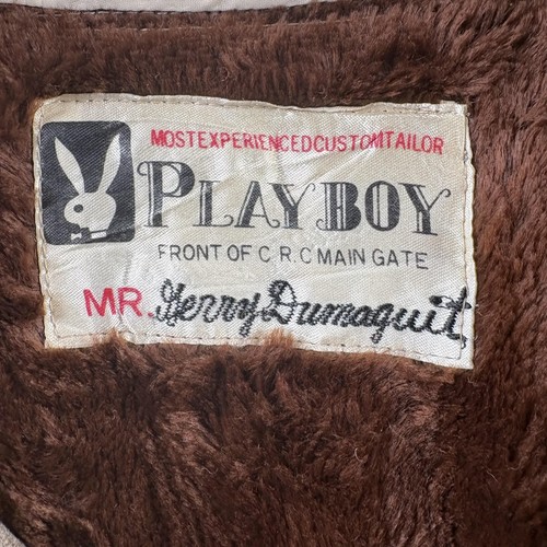Vintage Playboy Trench Coat Mens Large Wool Belted Overcoat Faux Fur Lined 70s - Picture 4 of 5