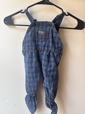  V VINTAGE Oshkosh Kids jumpsuit overall jean checkered 3-6 Months