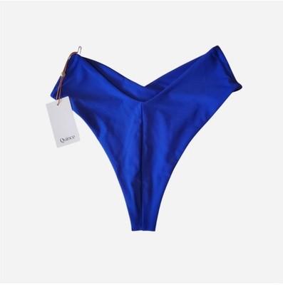 Quince Italian V Cut High Rise Bikini Bottom Electric Blue Size M Beach Resort