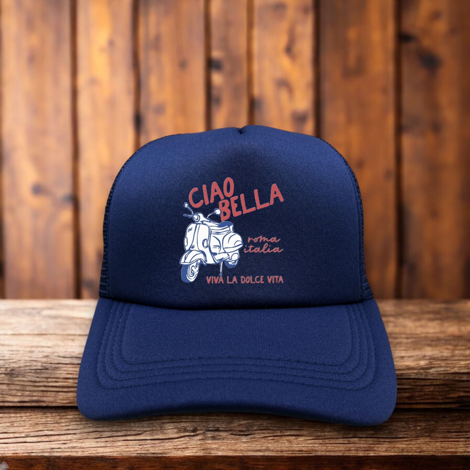 Navy Roma Italia Viva La Dolce Vita Italian Cap