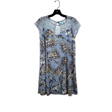 She + Sky Womens Floral Lace Dress L Blue Gray 4177