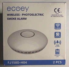 2PCS Ecoey Wireless Smoke Detector Fire Alarm Photoelectric - FJ158D-H04