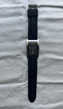 GUESS Quartz Water-Resistant Watch Black Dial Silver Case Rubber Strap G66391G