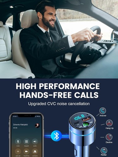 FM Transmitter for Car Bluetooth 5.3, All-Metal PD 20W & QC3.0 18W Fast Charg... - 第 4/8 張圖片