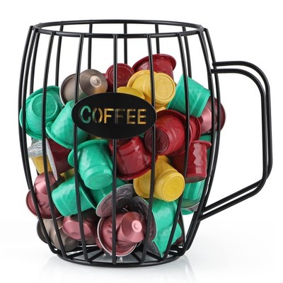 Coffee Pod Basket, Black, Round, Modern, Rustic, Country-Chic, K Cup Storage,...