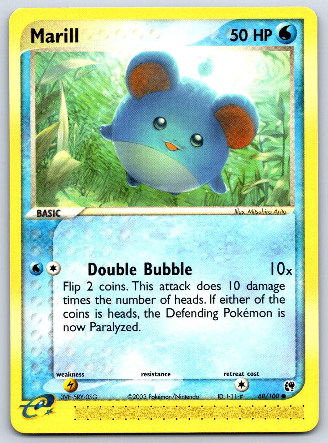 Marill Sandstorm 68/100 e-Reader Pokemon Card NM