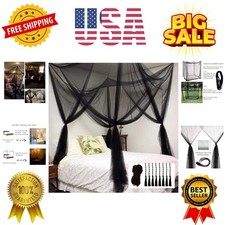Bed Canopy, Canopy Bed Curtains Bed Drapes for Full Queen King Size Bed Mosqu...