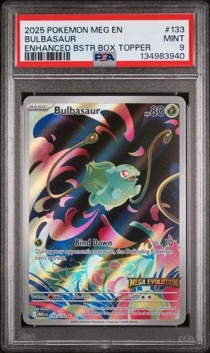 2025 Pokemon Mega Evolution Enhanced Box Topper BULBASAUR #133 PSA 9
