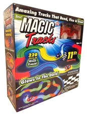 🏅New Magic Tracks 220 Pieces GLOW CUSTOM TRACK 11’ w/Light-Up Race Car INCLUDED