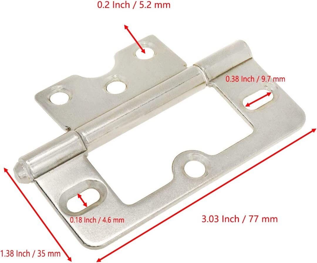 6 Pack Stainless Steel Non Mortise Bifold Door Hinge Heavy Duty