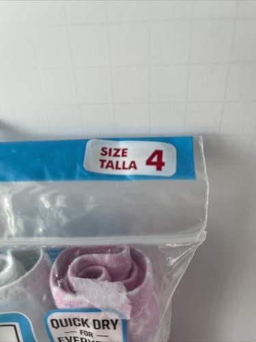 Paquete de 7 calzoncillos hipster Fruit of the Loom para niñas talla 4 algodón sin etiquetas de secado rápido - Imagen 2 de 3