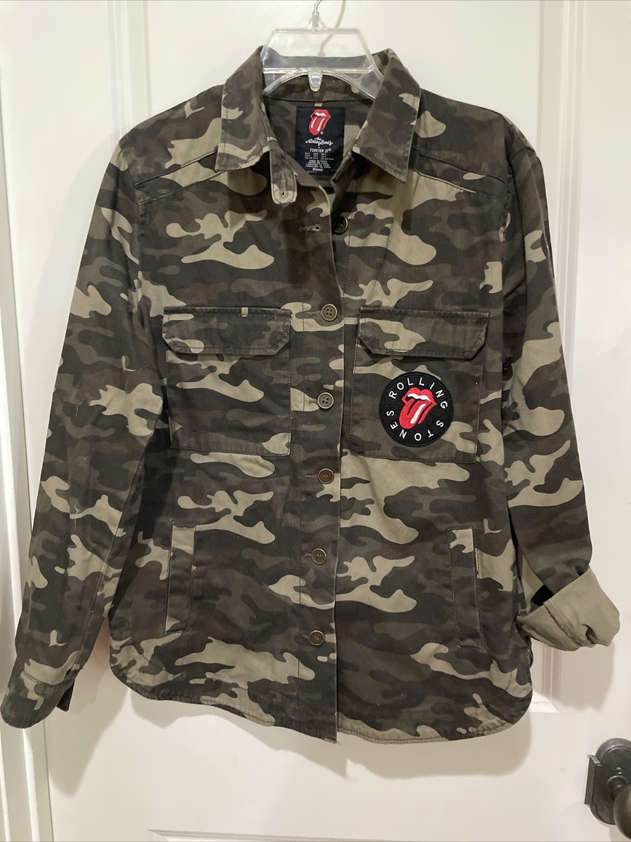 Rolling Stones 1978 Tour Army Camo Embroidered Rock Concert Jacket Womens  Small