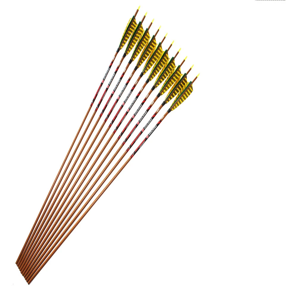 12pcs Archery Carbon Arrows Spine340-600 5"Turkey feather traditional bow - Image 2 of 4