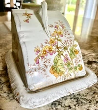 VINTAGE Imperial Bonn Covered Butter Cheese Dish Keeper Floral Porcelain Germany