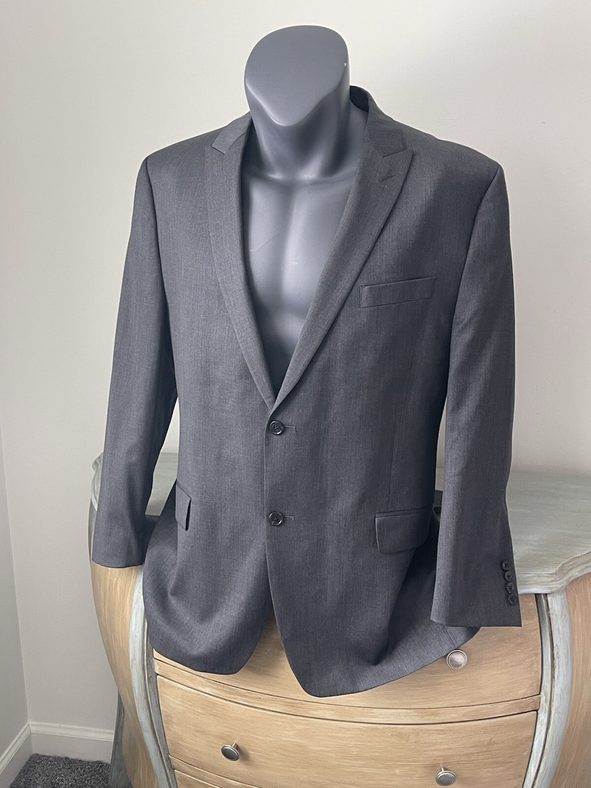 ALFANI Blazer Mens 46 Suit Wool Jacket Slim Fit Dark Gray Sport Coat 46R