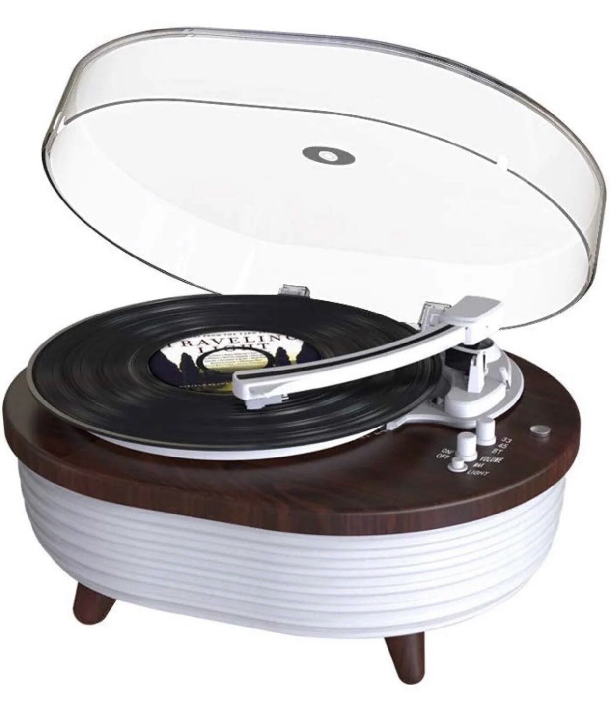 Vintage Bluetooth Record Player with Modern Home Speaker-image