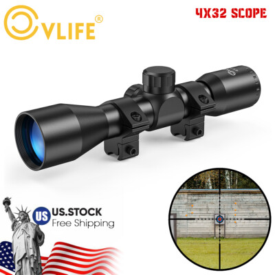 4x32 Compact Rifle Scope Mil-Dot Reticle with 11mm Dovetail Mounts For Hunting